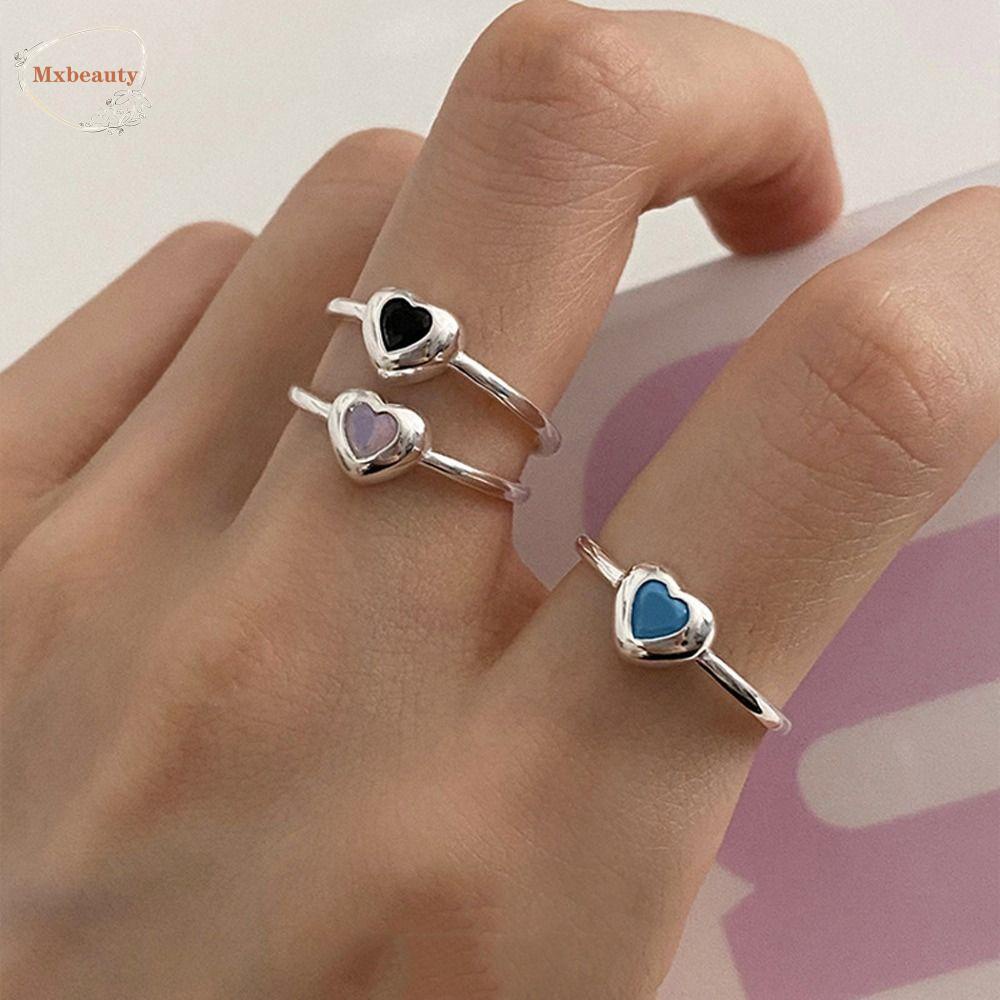 Mxbeauty Wanita Pembukaan Cincin Manis Halus Adjustable Niche Desain Hadiah Gadis Tembaga Persegi Zirkon Gaya Korea Ring