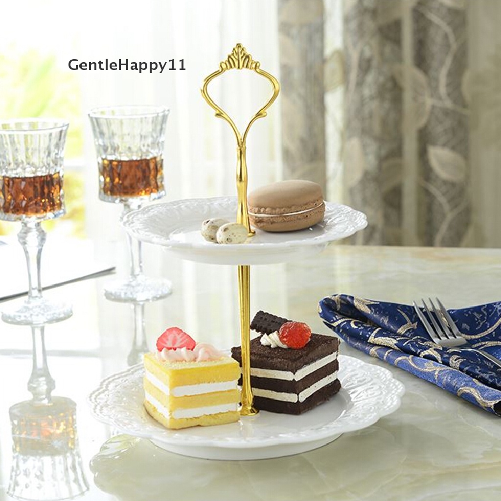 Gentlehappy 1set 3atau 2tingkat Piring Kue Stand Handle Fitg Hardware Rod Plate Stand id