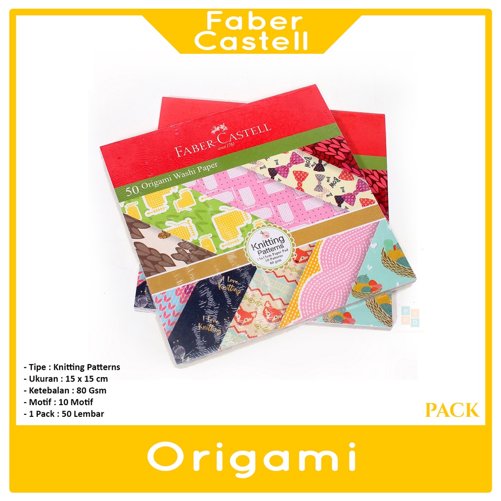

Faber Castell Origami Washi Paper - Knitting Patterns 15 x 15cm - Pack