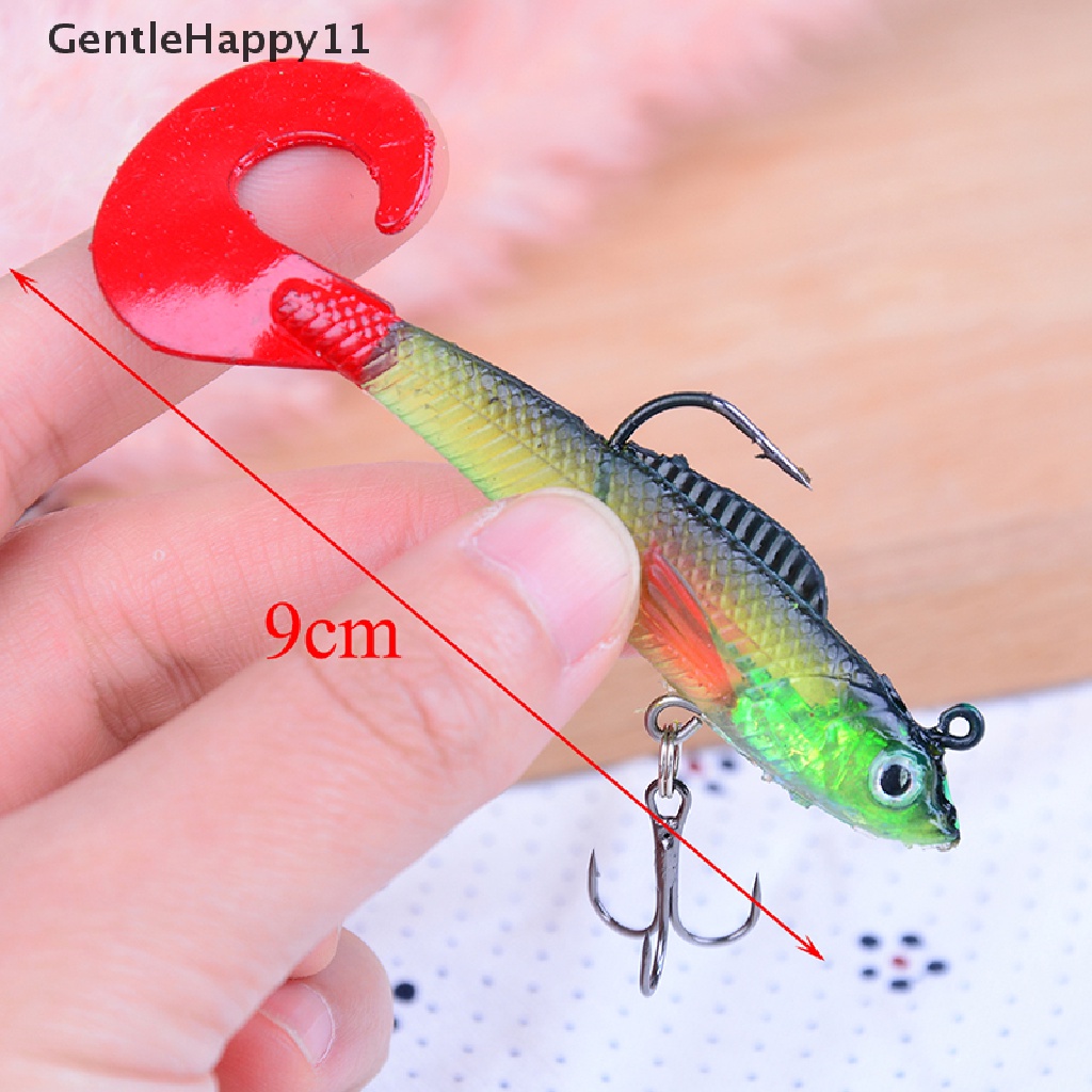 Gentlehappy 9Cm 14G Cacing Engkol Silikon Lembut Umpan Umpan Pancing Memimpin Kepala Kail Ikan  Id