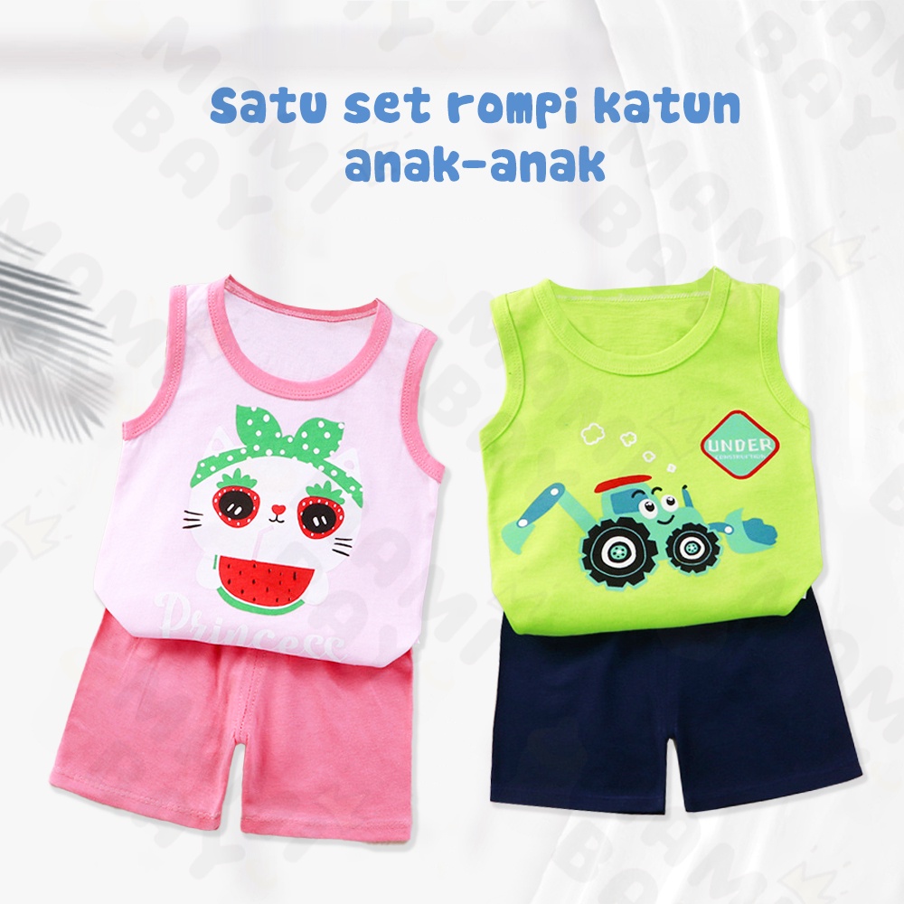 OKEYI Setelan Singlet Bayi Lucu Baju Bayi Tanpa Lengan Baju Bayi Setelan 0-18 Bulan