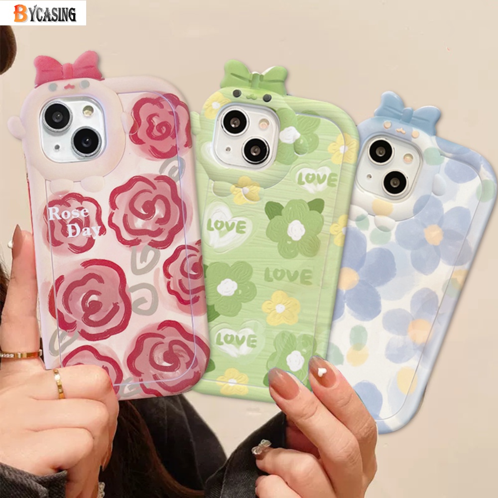 Redmi Note11 Pro Note11S 12C 10C 10A 9C 9A 10 9T 9 Note10 5G Note10s Note9 Note8 Poco M5S X3 NFC M3 Pro Fashion Lukisan Minyak Bunga Rose Floal Monster Lensa Shockproof Case BY