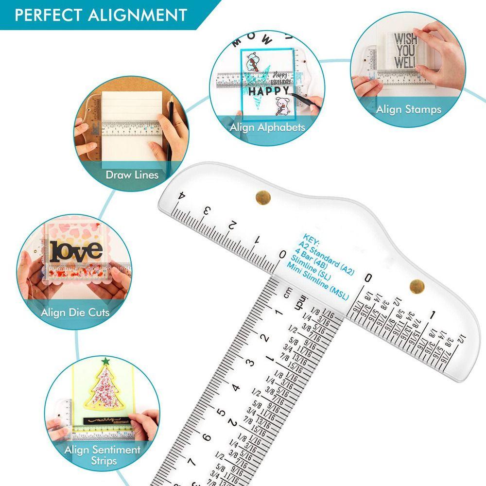 Penggaris T-Square Nanas Di Kedua Inchi Dan Pengukur Metrik Referensi Mudah Saat Kerajinan Handtool Clear Inch Metric T-Square