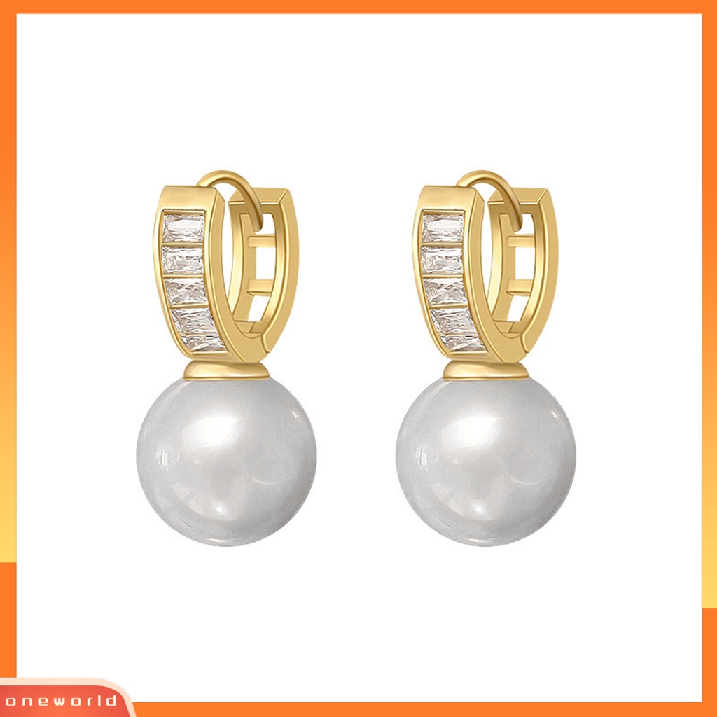 [EONE] 1pasang Drop Anting Gaya Perancis Retro Berongga Bentuk U Elegan High Gloss Mutiara Imitasi Wanita Anting Fashion Perhiasan