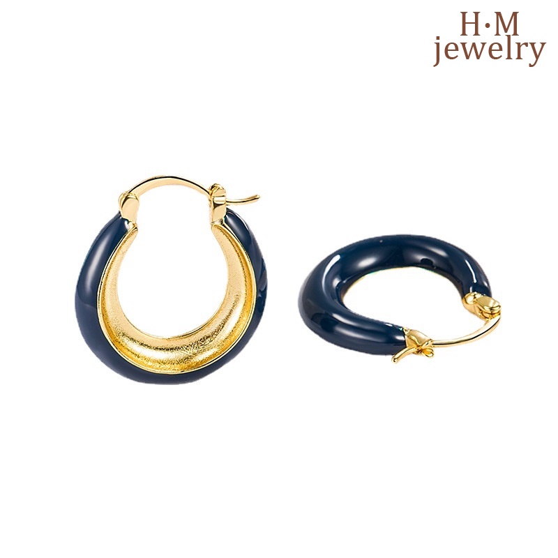Anting S925 Perak Vintage Klein Biru Anting Rasa Tinggi Elegan2023Baru