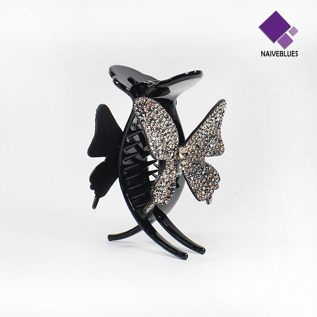 &lt; Naiveblues &gt; Gigi Silang Kuncup Ketat Kepala Jepit Rambut DIY Lady Shiny Butterflies Bun Hair Clip Hair