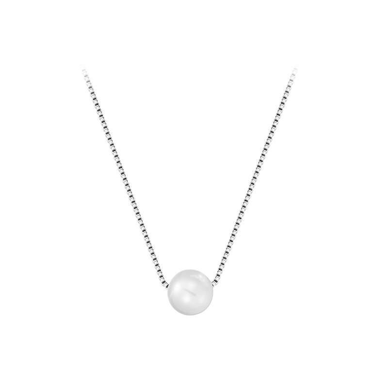 Shell Pearl Necklace Female925 Perak Kalung Mutiara Desain Sederhana Rantai Klavikula Hadiah Rantai Leher