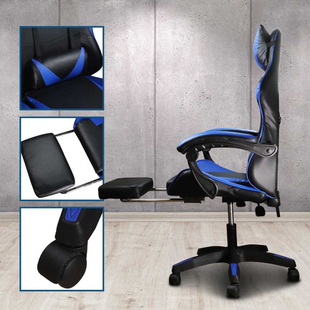 Kursi Gaming Online Ergonomic Chair Lumbar Support with Footrest