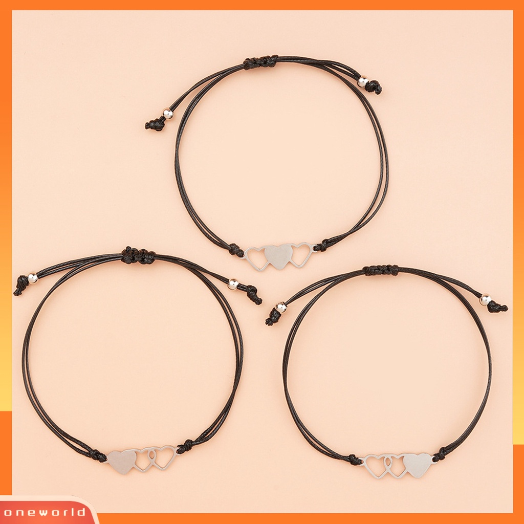 [EONE] 3pcs/set Gelang Lady Adjustable Bentuk Hati Kreatif Kualitas Tinggi Gelang Kartu Untuk Anniversary