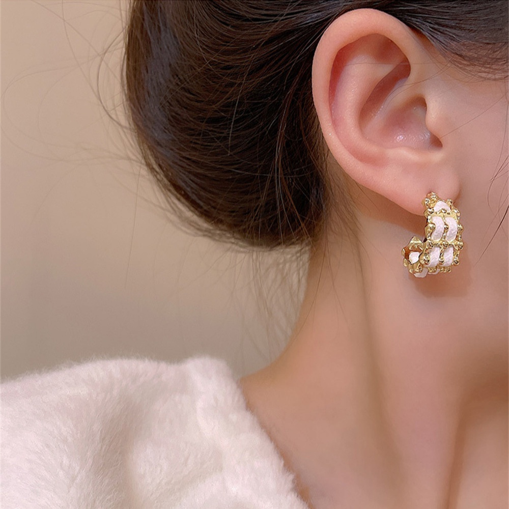 Anting Stud Mewah Berbentuk C Untuk Wanita Ins Style Designer Ear Studs Perhiasan Fashion