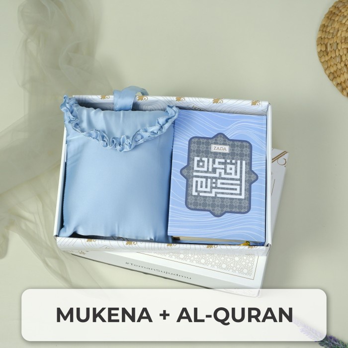 Seperangkat Alat Sholat Lengkap Sajadah Alquran Mukena SOFT BLUE  - PAKET 2
