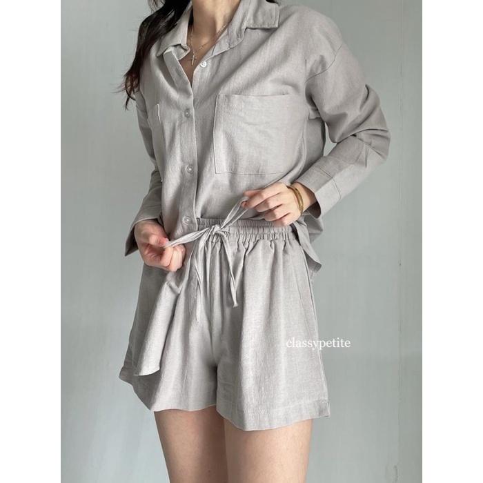 Classypetite - Marion Set  Shirt + Pants - LINEN Material - Beige