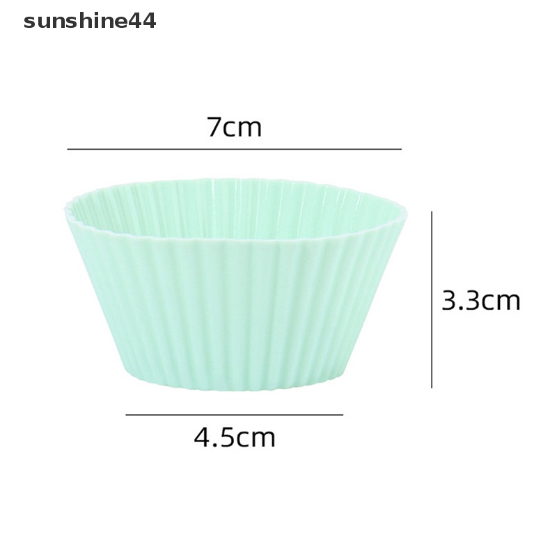 Sunshine 10Pcs/set Cetakan Kue Silikon Berbentuk Bulat Muffin Cup Silicone Mini Cake Cup Alat Dapur Cetakan Kue DIY Cake Decorag Tools ID