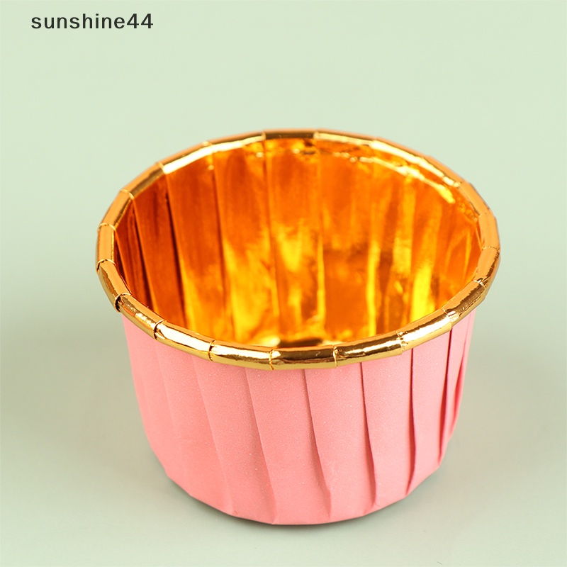 Sunshine 10Pcs Aluminium Foil Muffin Cupcake Liner Pembungkus Kue Baking Cup Tray Case ID