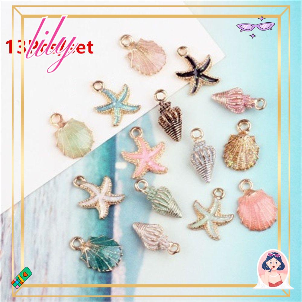 Lily 13Pcs/Set Liontin Lautan Baru Perhiasan Dekorasi Kalung Kerang Laut