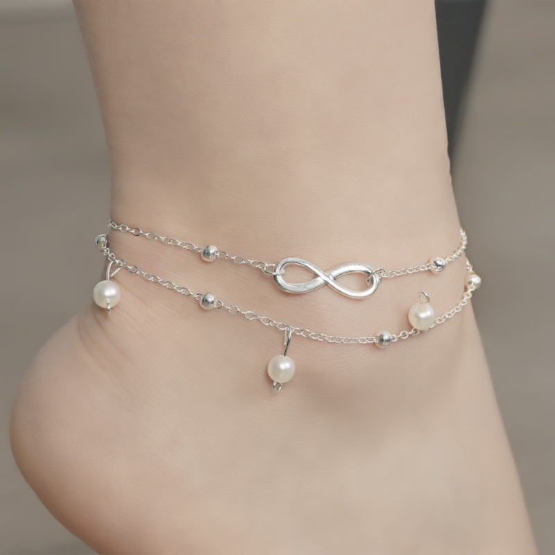 Bohemian Heart Infinity Anklet Bracelet/Double Layer Pearl Shell Dolphin Women Bracelet Anklets/Perhiasan Rantai Barefoot Fashion