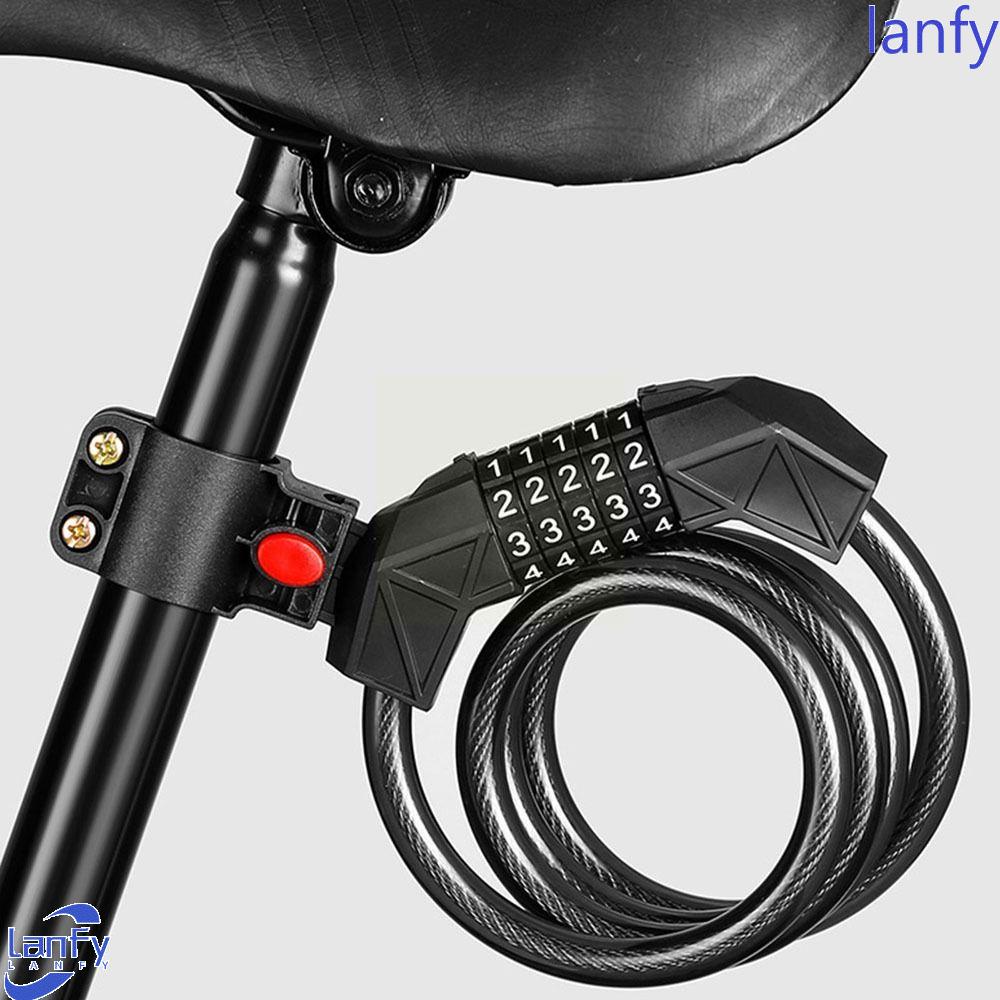 Lanfy Kunci Sepeda Road Bike Kabel Baja Kunci Password Motor Kunci Password Aksesoris Sepeda 5digi Password Lock Gembok Keamanan Anti Maling