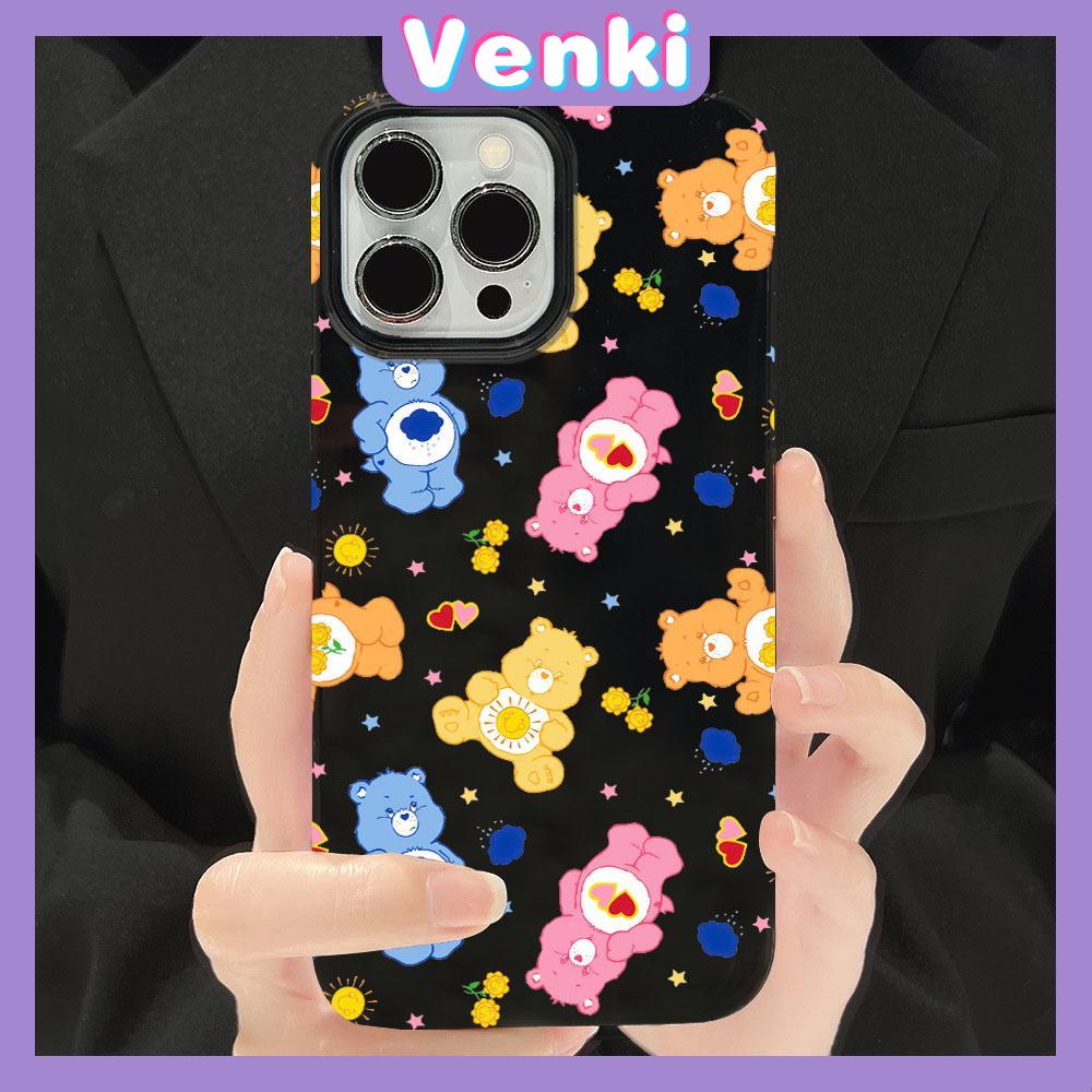 VENKI - For iPhone 14 Pro Max Glossy TPU Phone Soft Case Candy Color Bear Back Camera Protection Shockproof Compatible with iPhone 13 Pro max 12 Pro Max 11 xr xs max 7Plus 8Plus