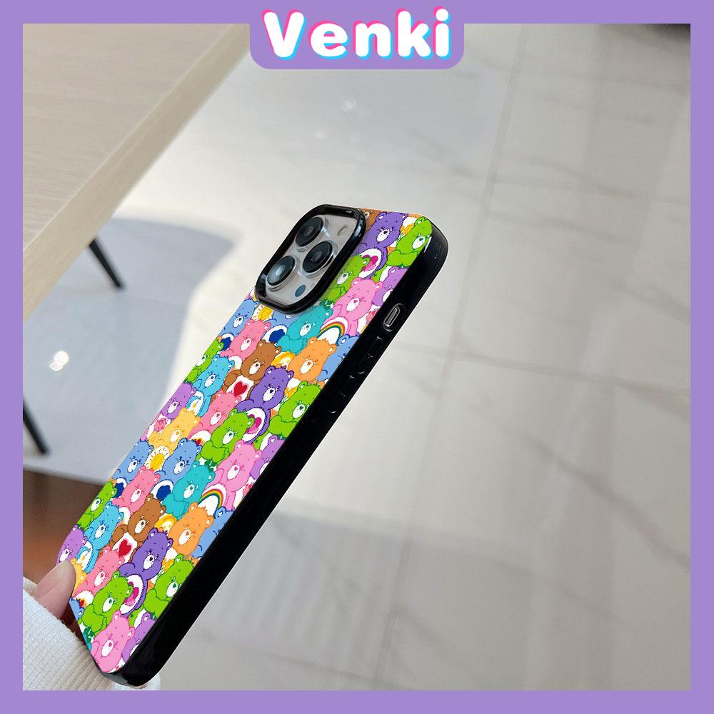 VENKI - For iPhone 14 Pro Max Glossy TPU Phone Soft Case Candy Color Bear Back Camera Protection Shockproof Compatible with iPhone 13 Pro max 12 Pro Max 11 xr xs max 7Plus 8Plus