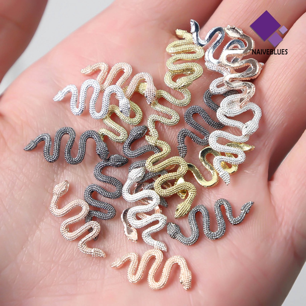 [naiveblues] 10pcs/set Hiasan Kuku DIY Perhiasan Glitter Minimalis Ular Novelty Nail Jewelry Wanita