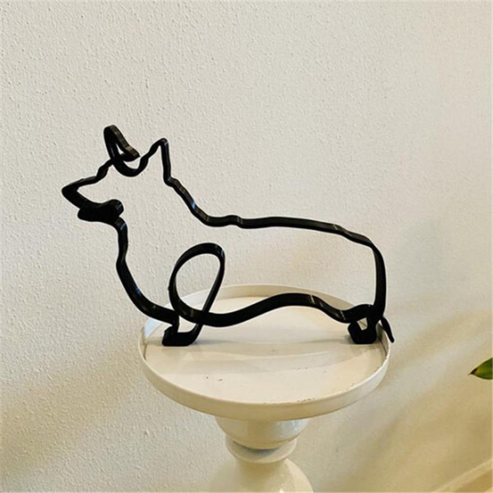 Populer Dog Ornament Hound Corgi Dekorasi Kantor Besi Tempa Minimalis Art