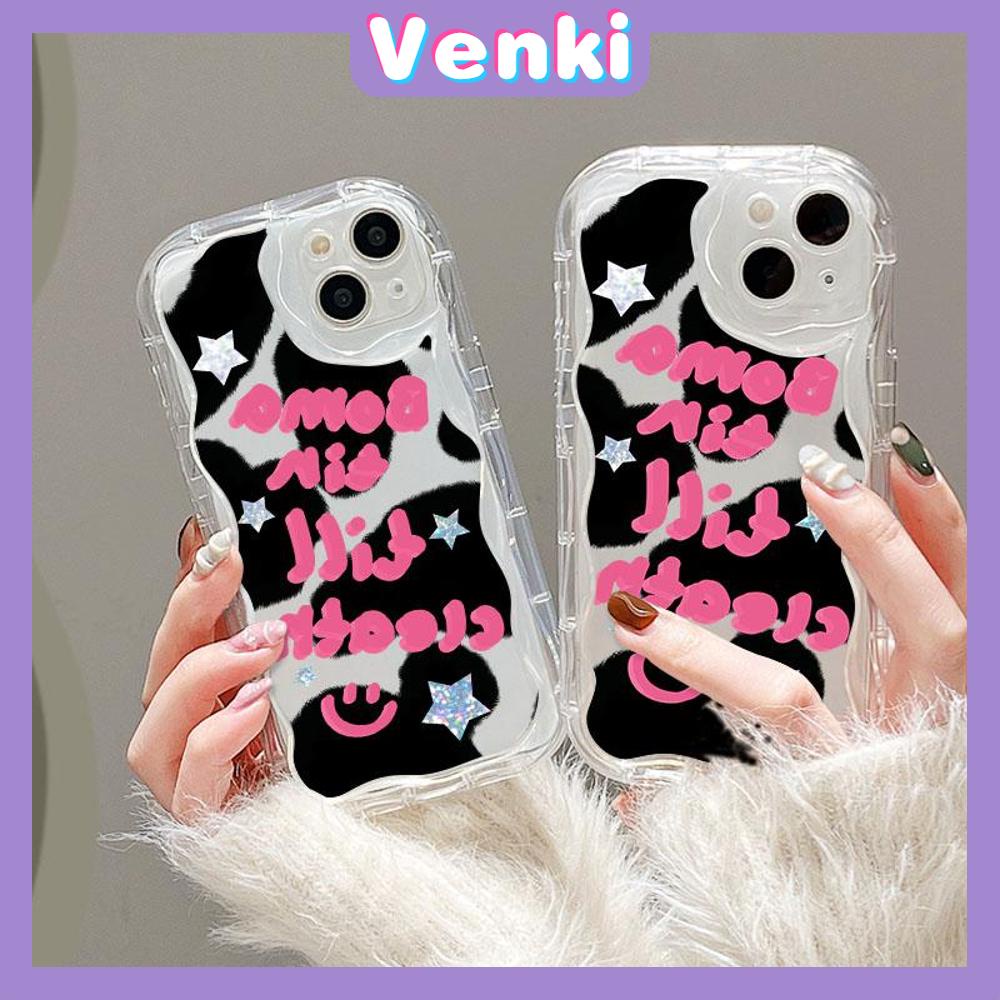 VENKI -For iPhone 11 iPhone Case 3D Curved Edge Wave Clear Case TPU Airbag Shockproof Camera Cover Smiley Star Compatible with iPhone 14 13 Pro max 12 Pro Max xr xs max 7 Plus 8