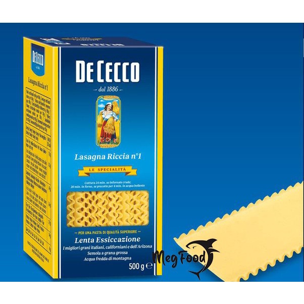 

De Cecco Lasagna no.1 Pasta 500g- Lasagna Bolognese Sheet Italy