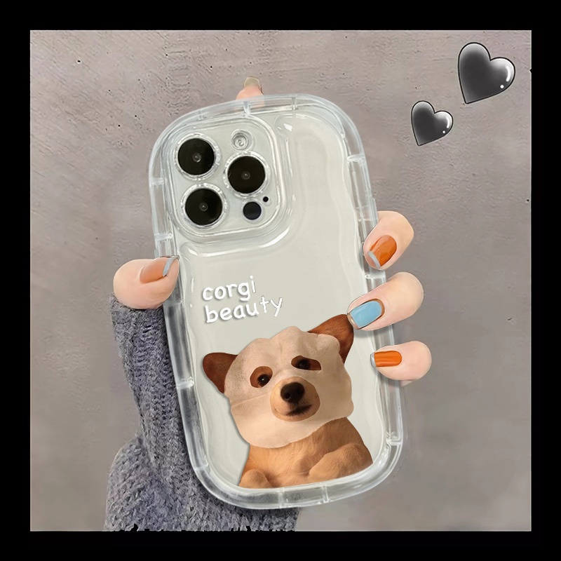 IPHONE Casing Ponsel Tahan Guncangan Anjing Lucu Kompatibel Untuk Iphone11 14 13 12 Pro XS Max Casing X XR 78 Plus Lembut Transparan TPU Silicone Cover