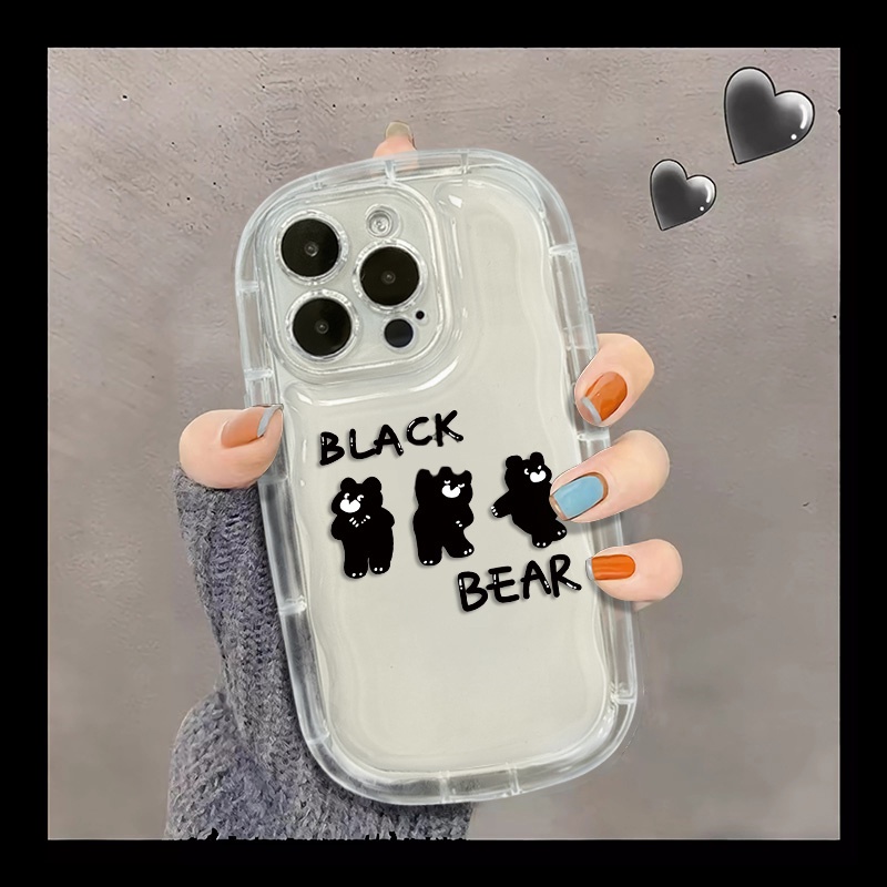 IPHONE Luck Bear Shockproof Case Kompatibel Untuk Casing Ponsel Iphone11 14 13 12 Pro XS Max X XR 7 +8 Plus Cover Silikon TPU Transparan Lembut