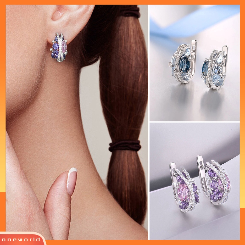 [EONE] 1pasang Anting Pejantan Double-Layer Berbentuk X Berongga Berkilau Temperamen Berlian Imitasi Dekorasi Tahan Luntur Retro Kreatif Cubic Zirconia Earrings Perhiasan Aksesori