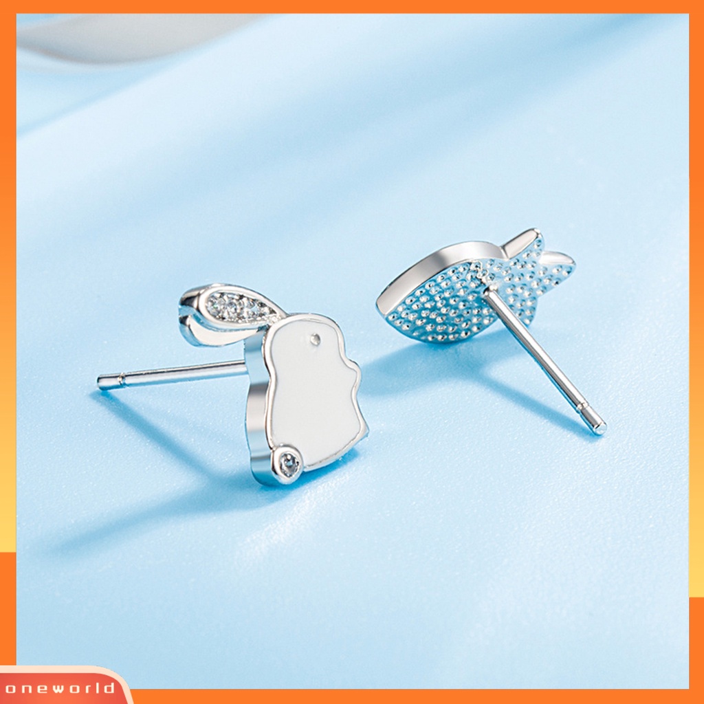 [EONE] 1pasang Ear Studs Asymmetric Funny Mini New Trend Hadiah Kepribadian Kelinci Lucu Wortel Wanita Anting Perhiasan Fashion