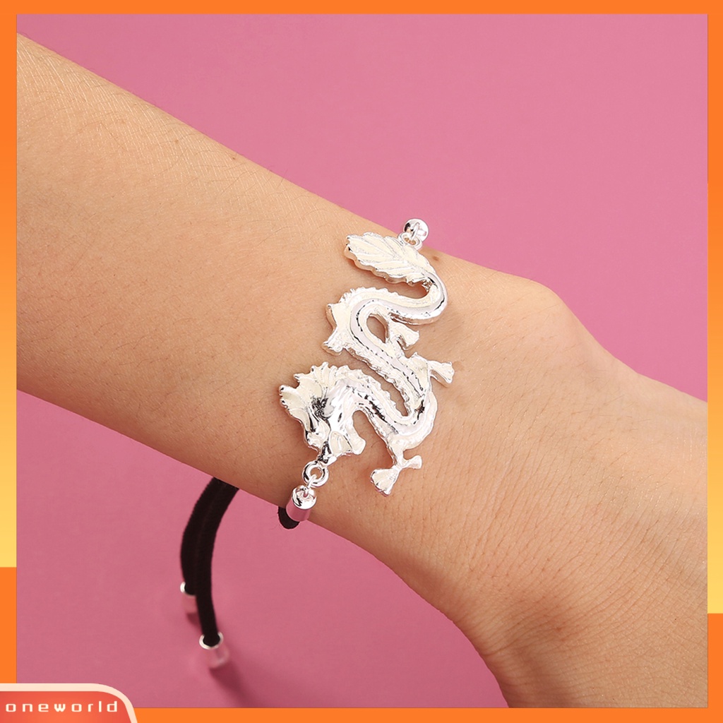 [EONE] Handmade Adjustable Unisex Gelang Glow in the Dark Naga Bunga Mawar Liontin Tali Gelang Perhiasan Aksesoris