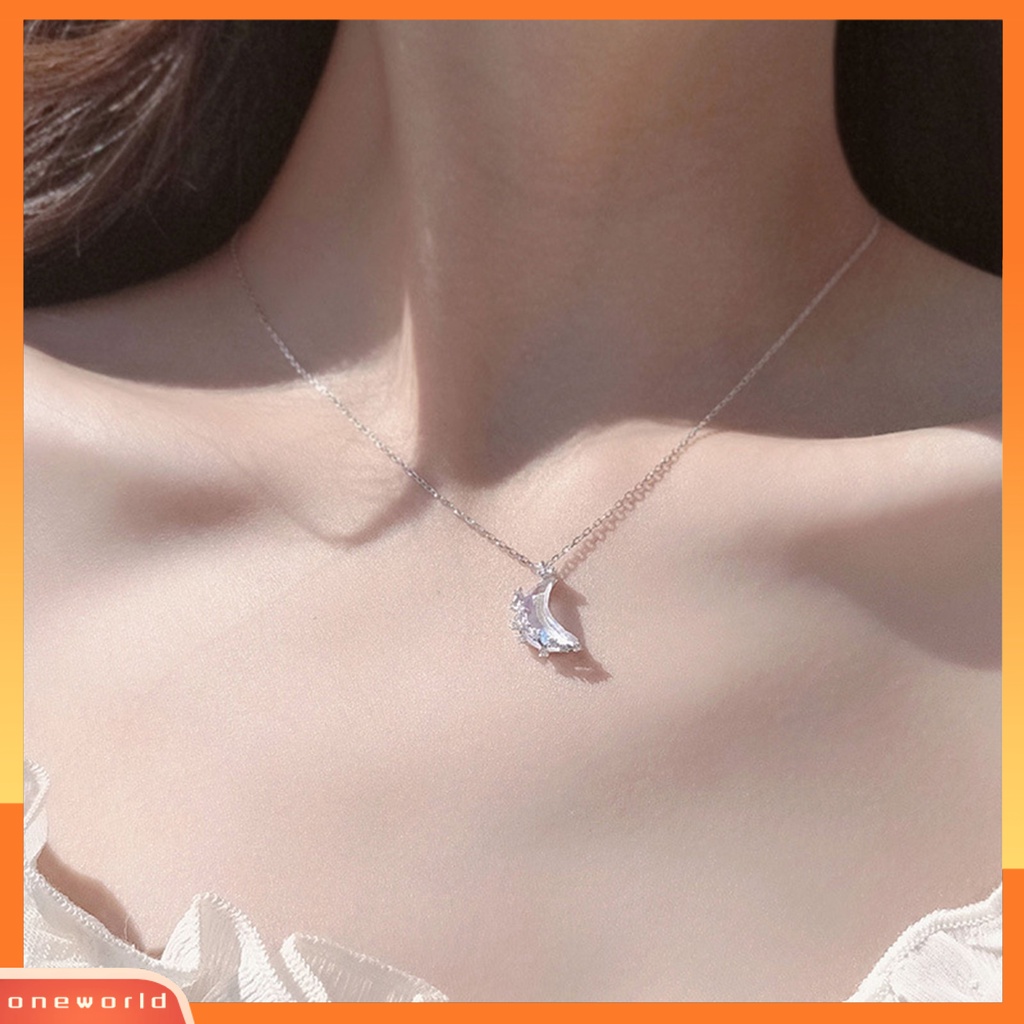 [EONE] Liontin Kalung Berubah Warna Bulan Perhiasan Gaya Korea Imitasi Kristal Kalung Perhiasan Hadiah