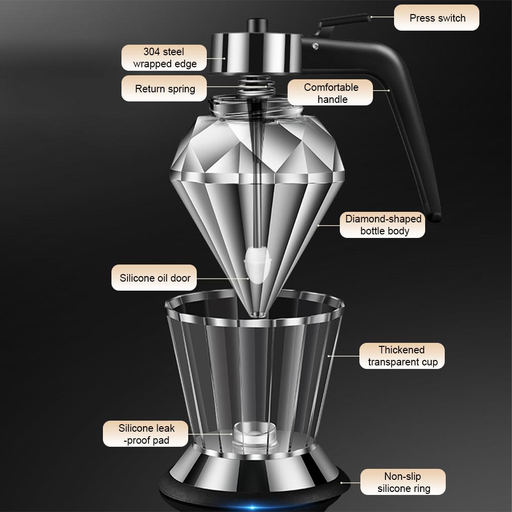 Botol Minyak Bumbu Transparan Rumah Tangga Memasak 200ml Dispenser Jar Sirup Cuka Wadah Non-slip Aksesori Dapur