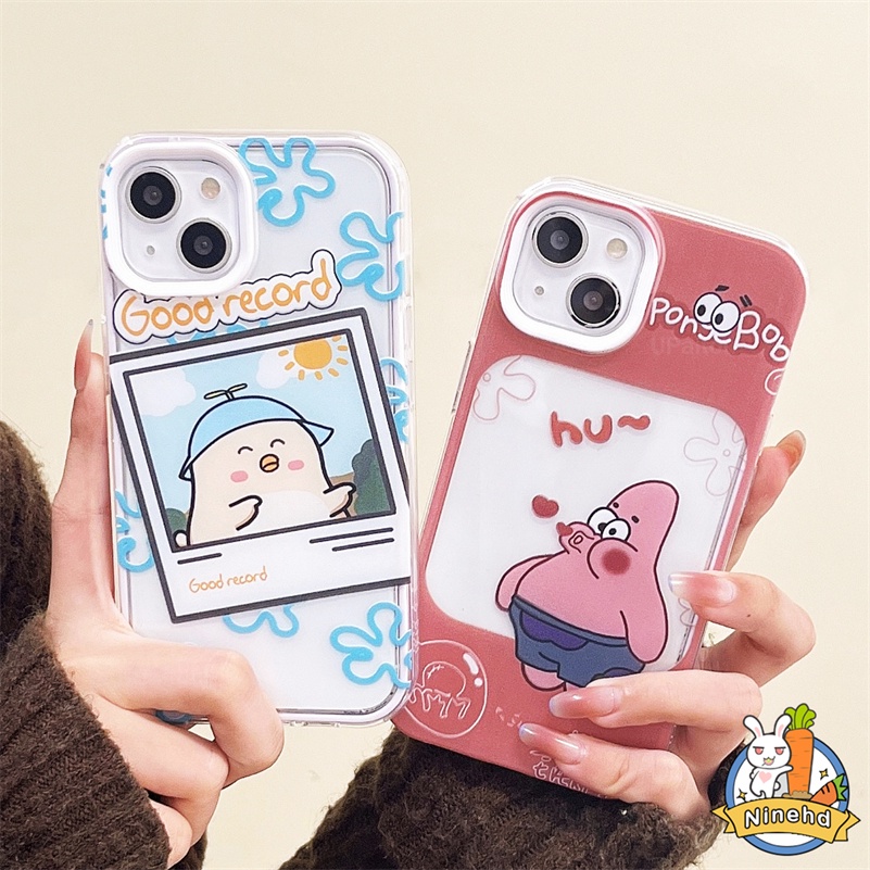 IPHONE Patrick Star Casing Kompatibel Untuk Iphone14 13 12 11 Pro Max X Xr Xs Max 8 7 6 6s Plus SE Removable 3-in-1 Lensa Tinggi Casing Ponsel Silikon Transparan Anti Jatuh Cover Pelindung