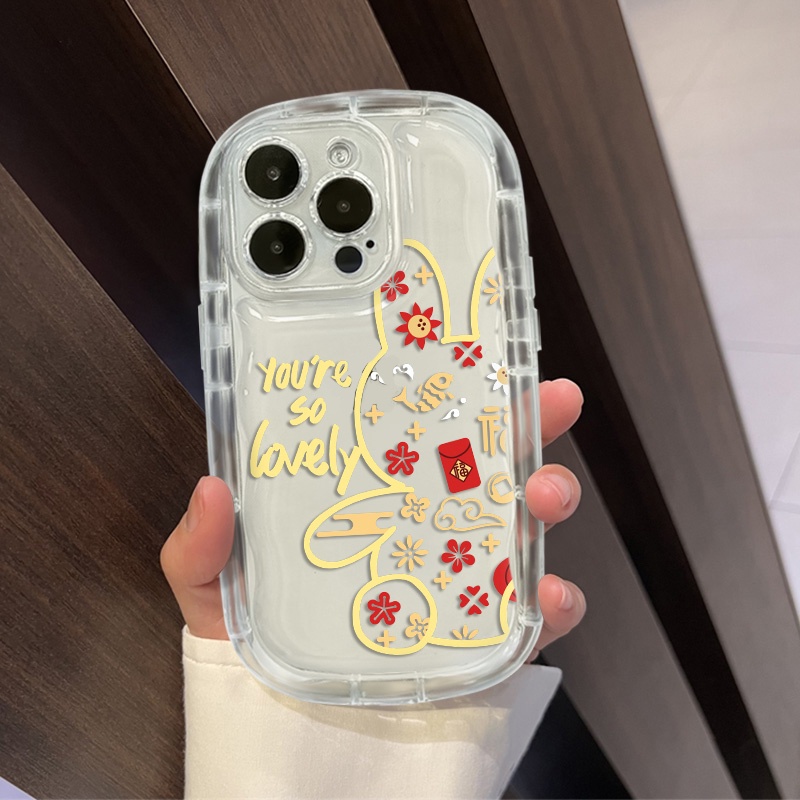 Kelinci Lucu Shockproof Phone Case Kompatibel Untuk IPhone Casing13 11 14 12 Pro XS Max X XR 7 +8 Plus Cover Silikon TPU Transparan Lembut