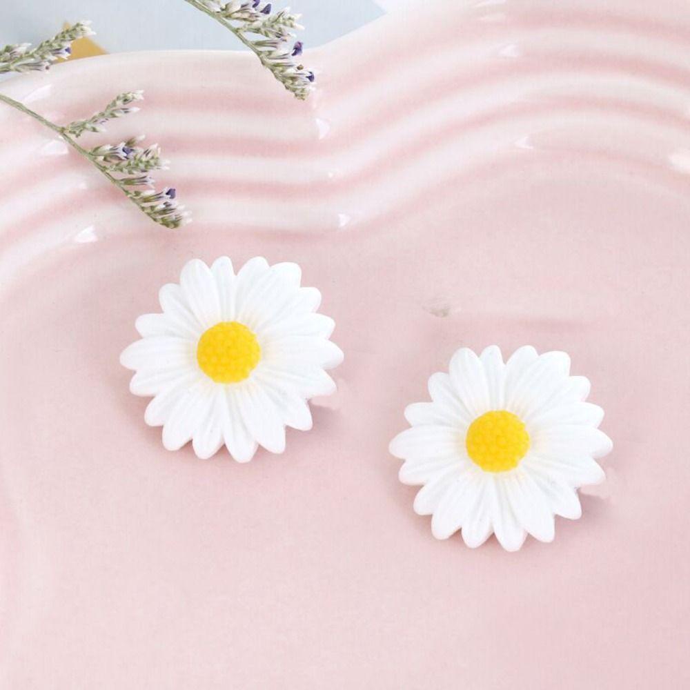 Lanfy Perhiasan Accessorie Mini 20 Pcs Indah Jepit Rambut Bunga DIY Anting-Anting Putih Daisy Scrapbook Dekorasi