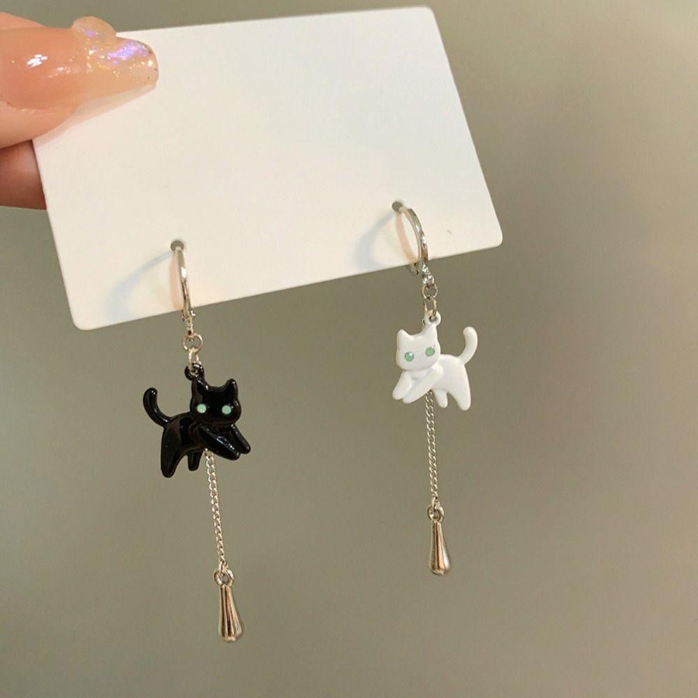 Mxbeauty Kitten Stud Earrings Kreatif Fashion Batu Permata Jumbai Tembaga Tetes Minyak Aksesoris Wanita