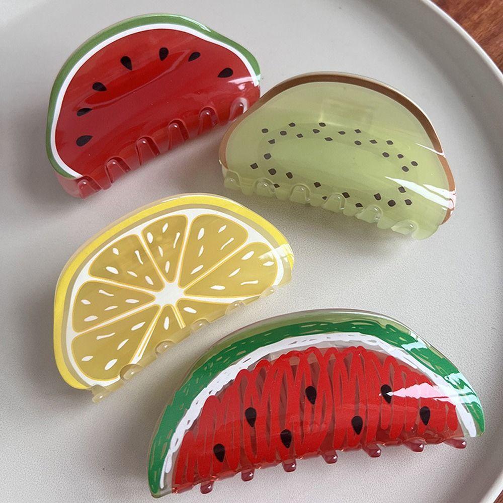 Agustina Fruits Hair Claw Stylish Sweet Ins Gadis Jepit Rambut Srawberry Orange Hairgrips Kiwifruit Lemon Pitaya Korea Hair Clips