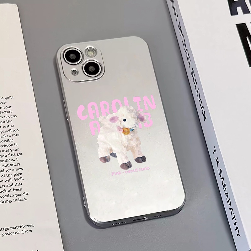 IPHONE Electroplate Soft Phone Case Kompatibel Untuk Iphone14 13 12 11 Pro Max Casing XS XR X8 7 6S Plus Mini Domba Lucu TPU Silikon Shockproof Cover