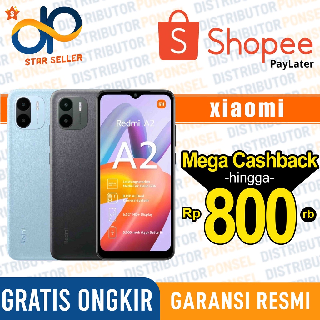 Xiaomi Redmi A2 3/64GB 3/32GB Garansi Resmi Redmi A2 Not 9A 9C 10C 12C