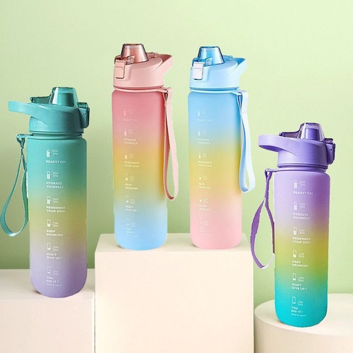Botol Minum Motivasi Gradasi Rainbow 1Liter Gradasi Panjang BOTOL MINUM GRADASI VIRAL 1LITER  BPA FR