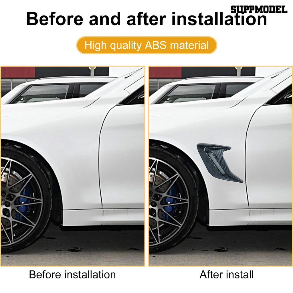 [SM Auto] 1pasang Car Fender Side Vent Black Carbon Glossy Anti Air Modifikasi Universal Car Side Insang Fender Side Air Outlet Vent Decor Aksesoris Eksterior