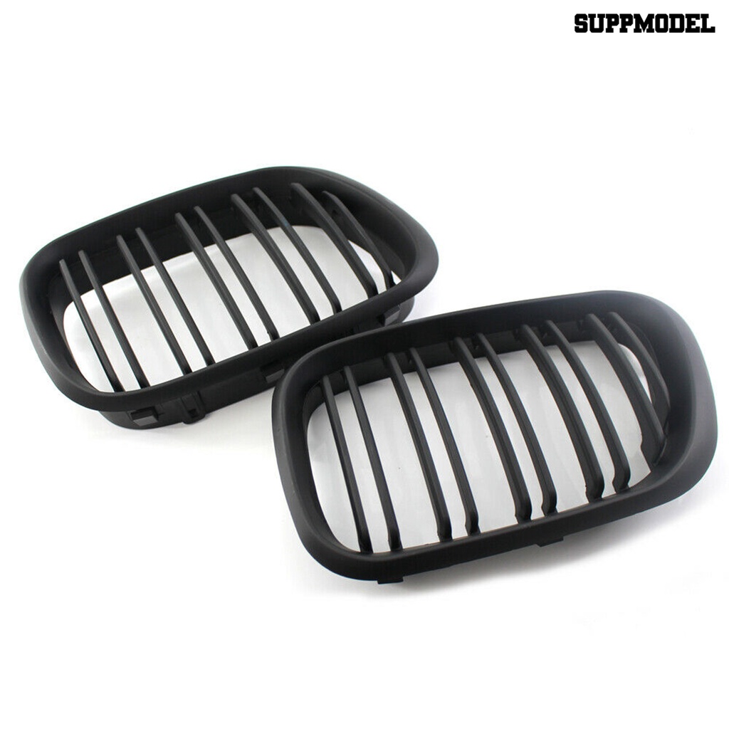 [SM Otomatis] 2Pcs Front Grille Double Line Kiri Kanan Matte Black Kidney Grill Panggangan 51138250052 51138250051 Untuk BMW X5 Series E53 99-03