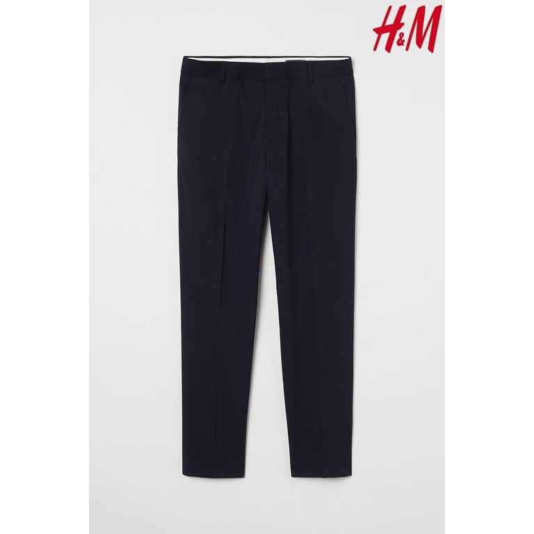 H&amp;M Celana Panjang Regular Fit Navy Dark Blue Trousers Jas Formal Bahan Original HnM