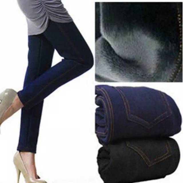 READY INDONESIA WOMAN WINTER JEGGING THERMAL LEGGING DENIM CELANA PANJANG WANITA MUSIM DINGIN