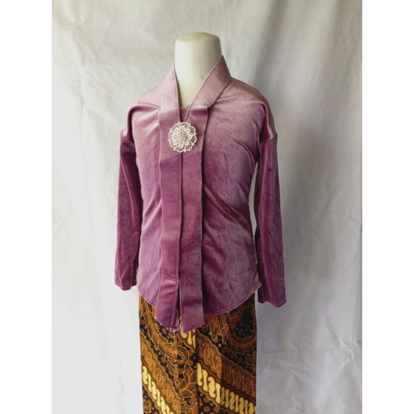 Lurik Baju Kebaya Bludru Model Kartini Bayi Dan Anak Warna Lilac Cantik