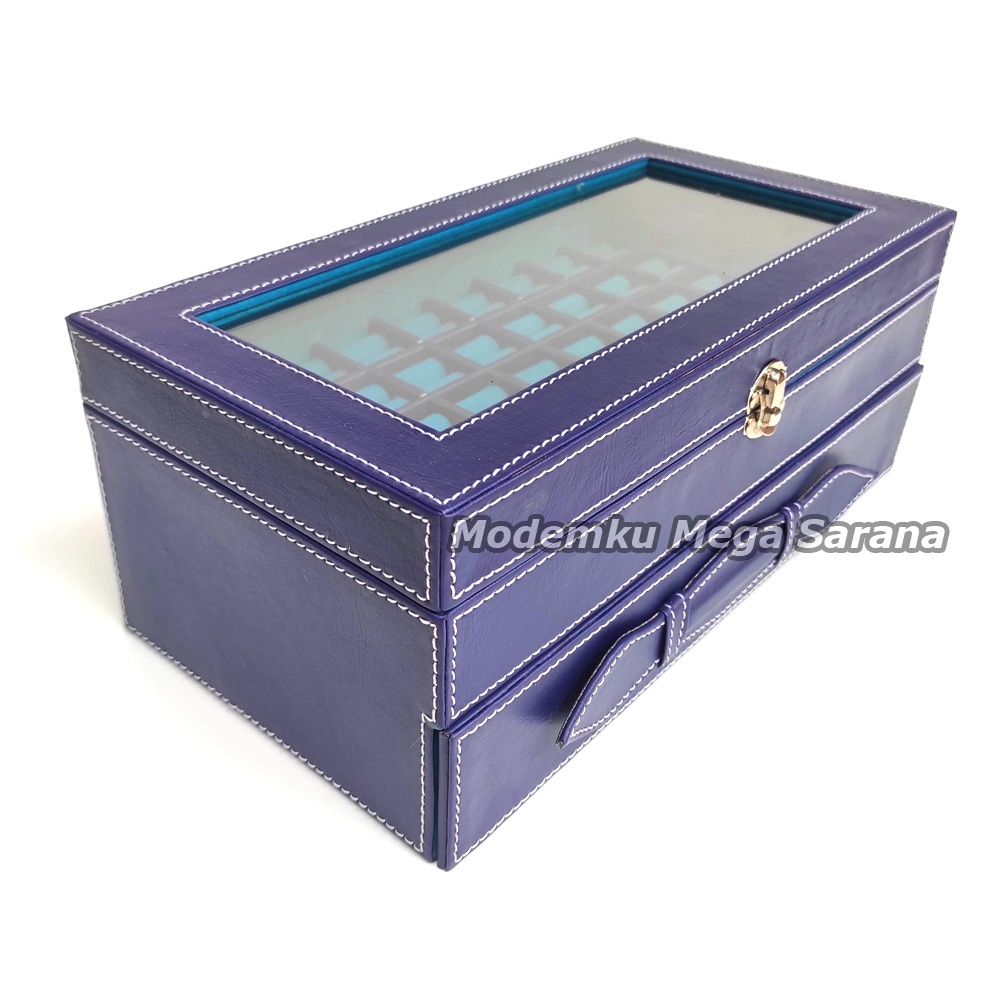 100 Petak Kotak Box Cincin Batu Akik Kaca Jahit Model Susun