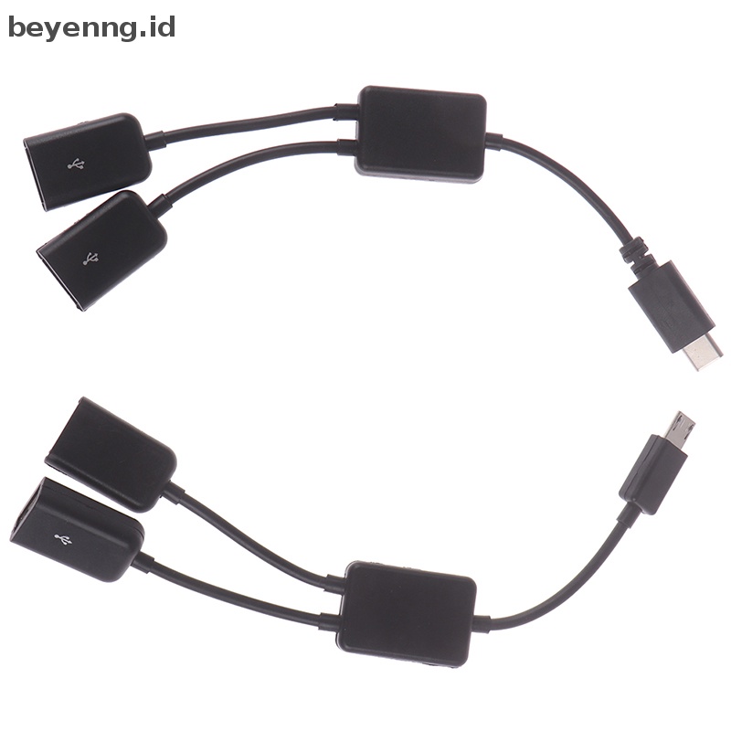 Beyen Micro usb/Tipe c Ke 2kabel otg dual female usb port hub y splitter adapter ID