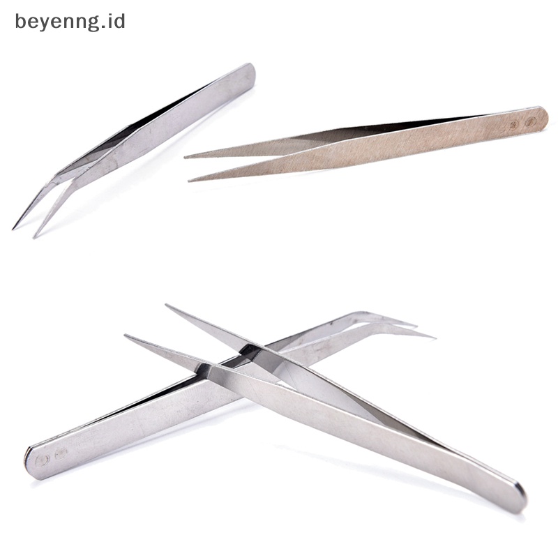 Beyen 2pcs Stainless Steel Lurus El Pinset Patchwork Hook Pick-up Makeup Tools ID